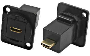 USB-C female to USB-C male feedthrough socket