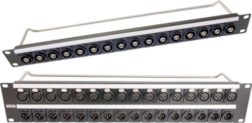 loaded 1U and 2U panels for XLR and SLIM format feedthrough connectors