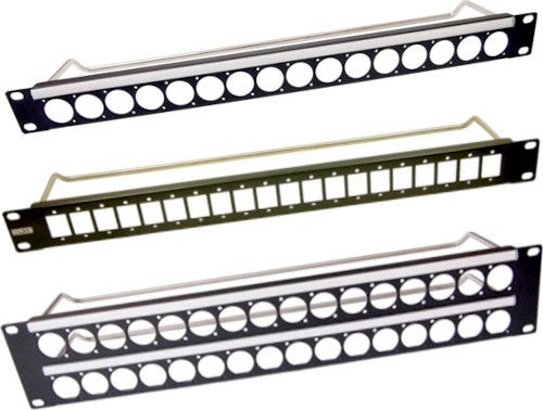 unloaded 1U and 2U panels for XLR and SLIM format feedthrough connectors